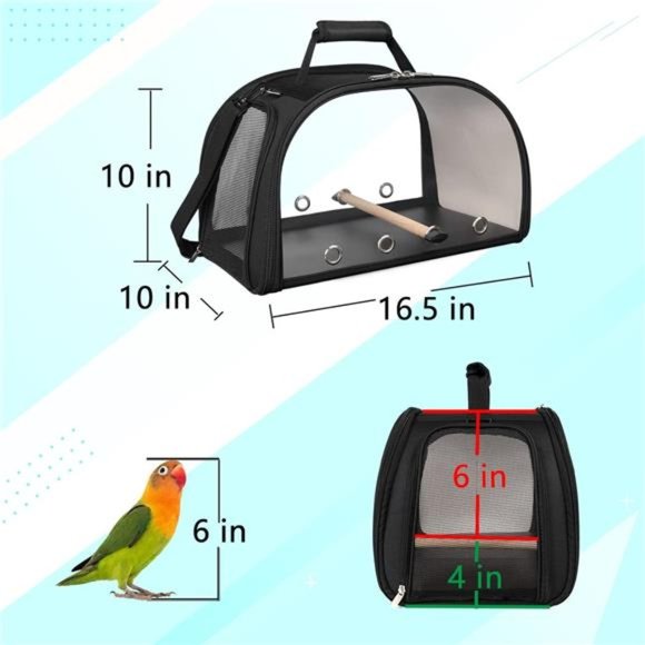BirdCarrier Portable Pet Bird Travel Cage 16.5"x10"x10"Small Medium Bird Carrier - Picture 4 of 6